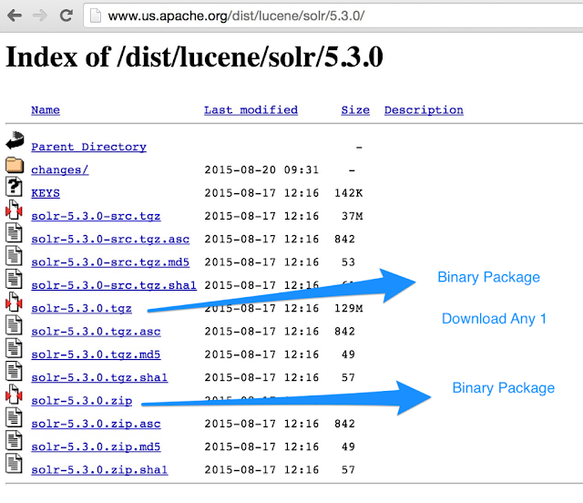 apache solr download page package to choose