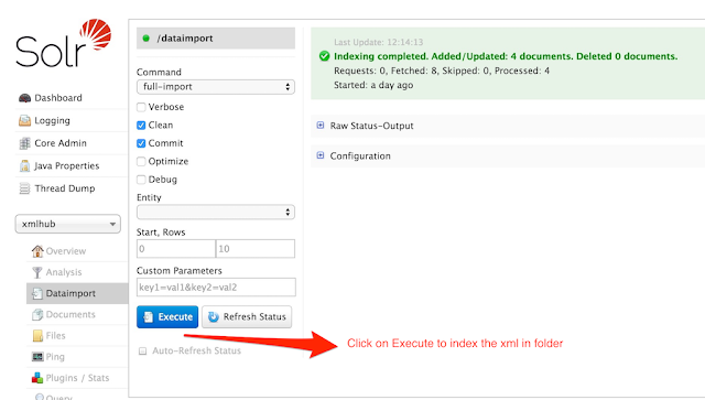 Execute dataimport handler to index xml